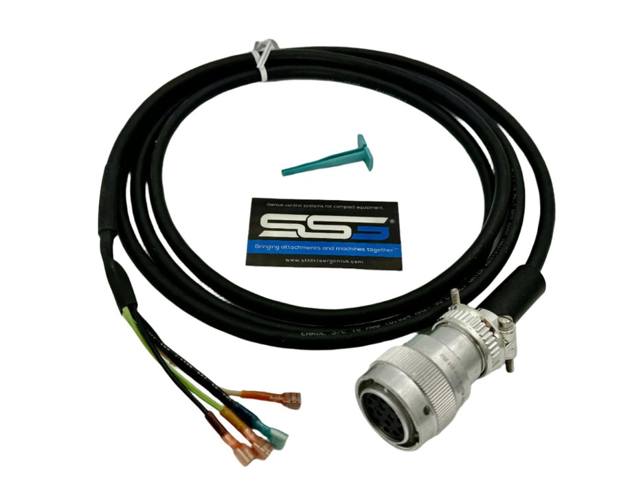 Wire Harness | Deutsch 14 Pin Female Machine Side 14 Pin to Attachment Side - 2 x Spade Lugs - 9 Feet Long | SG-BC14-SP4-9 | Skid Steer Genius