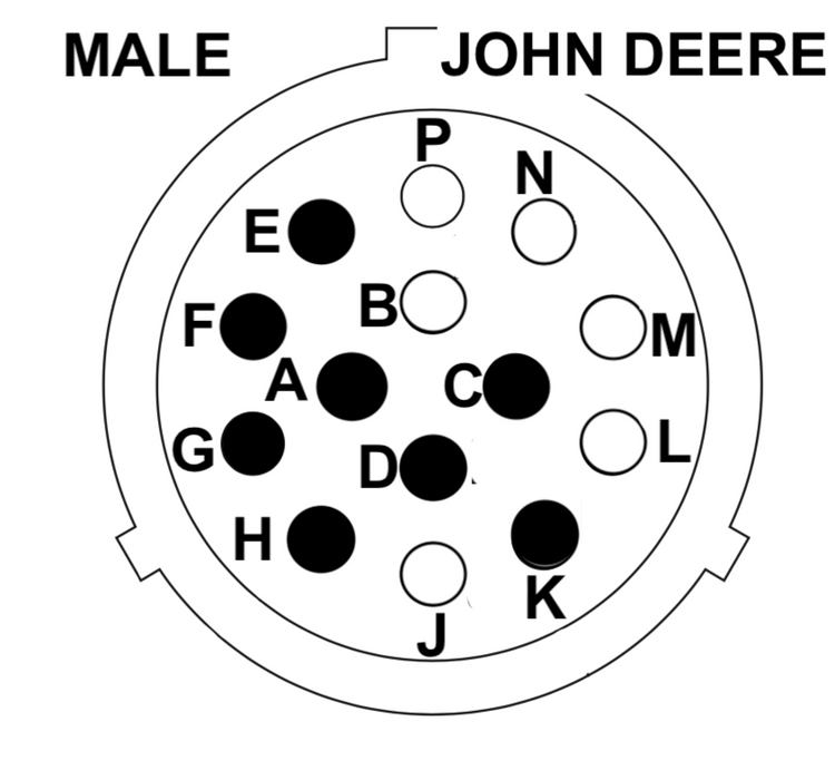 Electrical Adapter | Deutsch HD 14 Pin Female Machine Side Bobcat 14 Pin to Attachment Side John Deere 14 Pin | SG-BC14-JD14 | Skid Steer Genius
