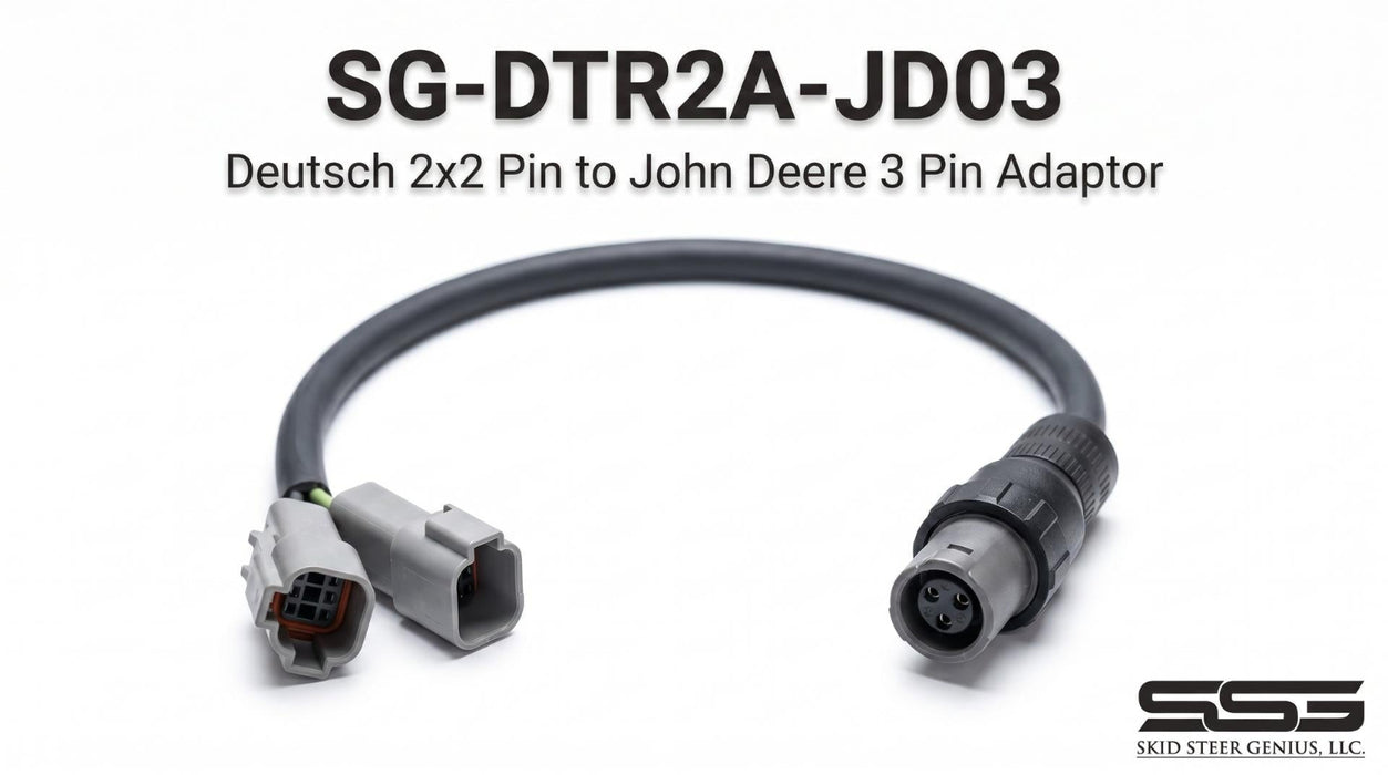 Deutsch 2-Pin to John Deere 3-Pin Adapter Cable for Deutsch Controller Outputs to JD Attachments | Skid Steer Genius